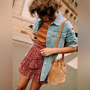 Sezane Carolina Skirt in Burgundy Flower